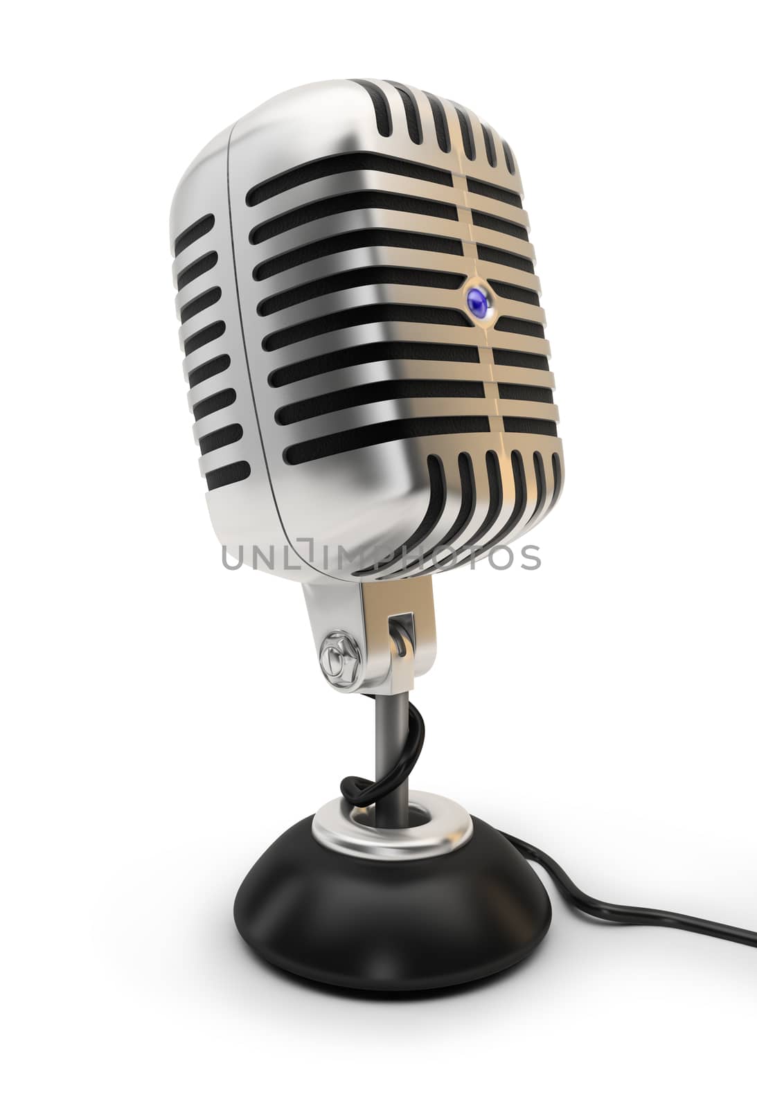 Retro a microphone. 3d image. Isolated white background.
