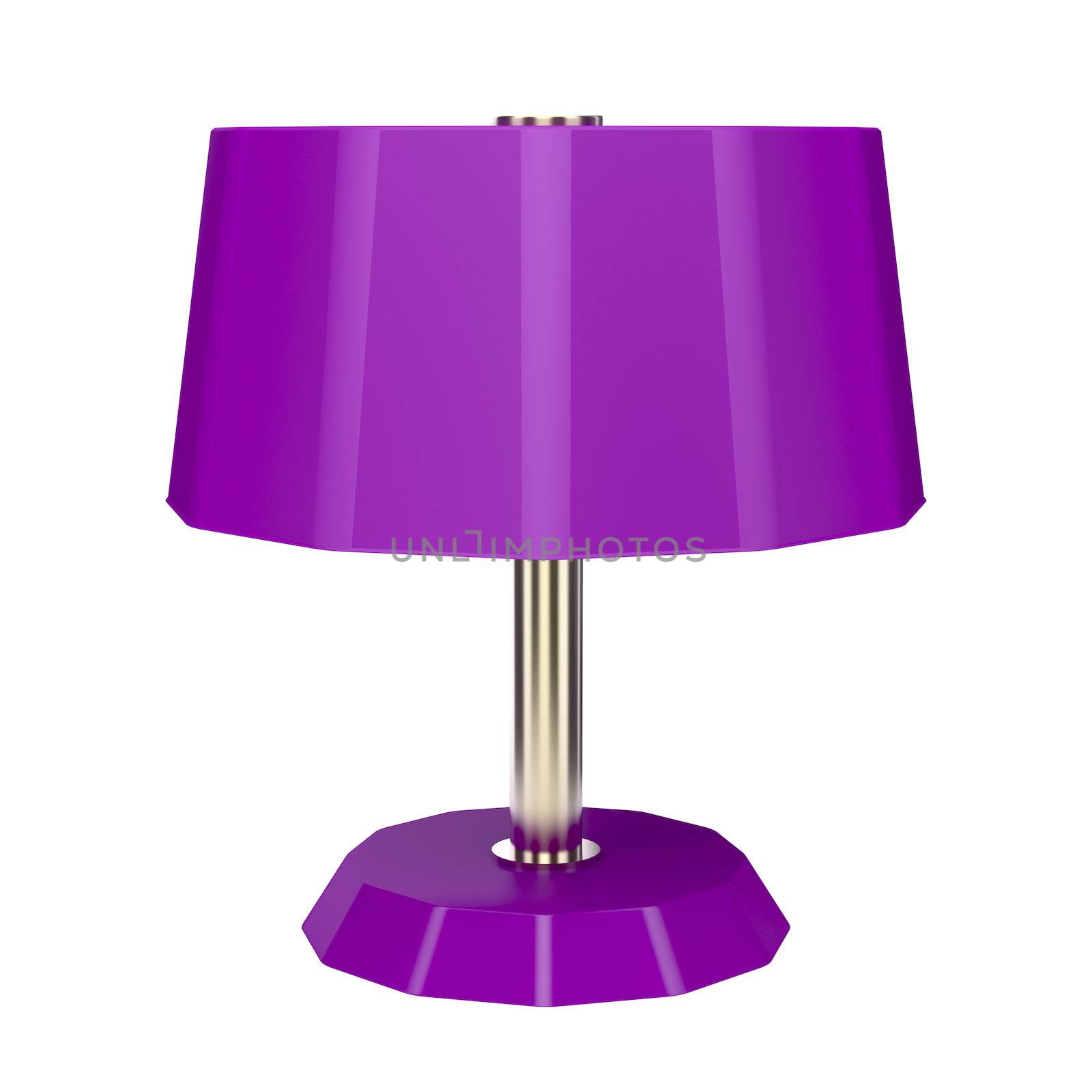 Purple table lamp isolated on white background