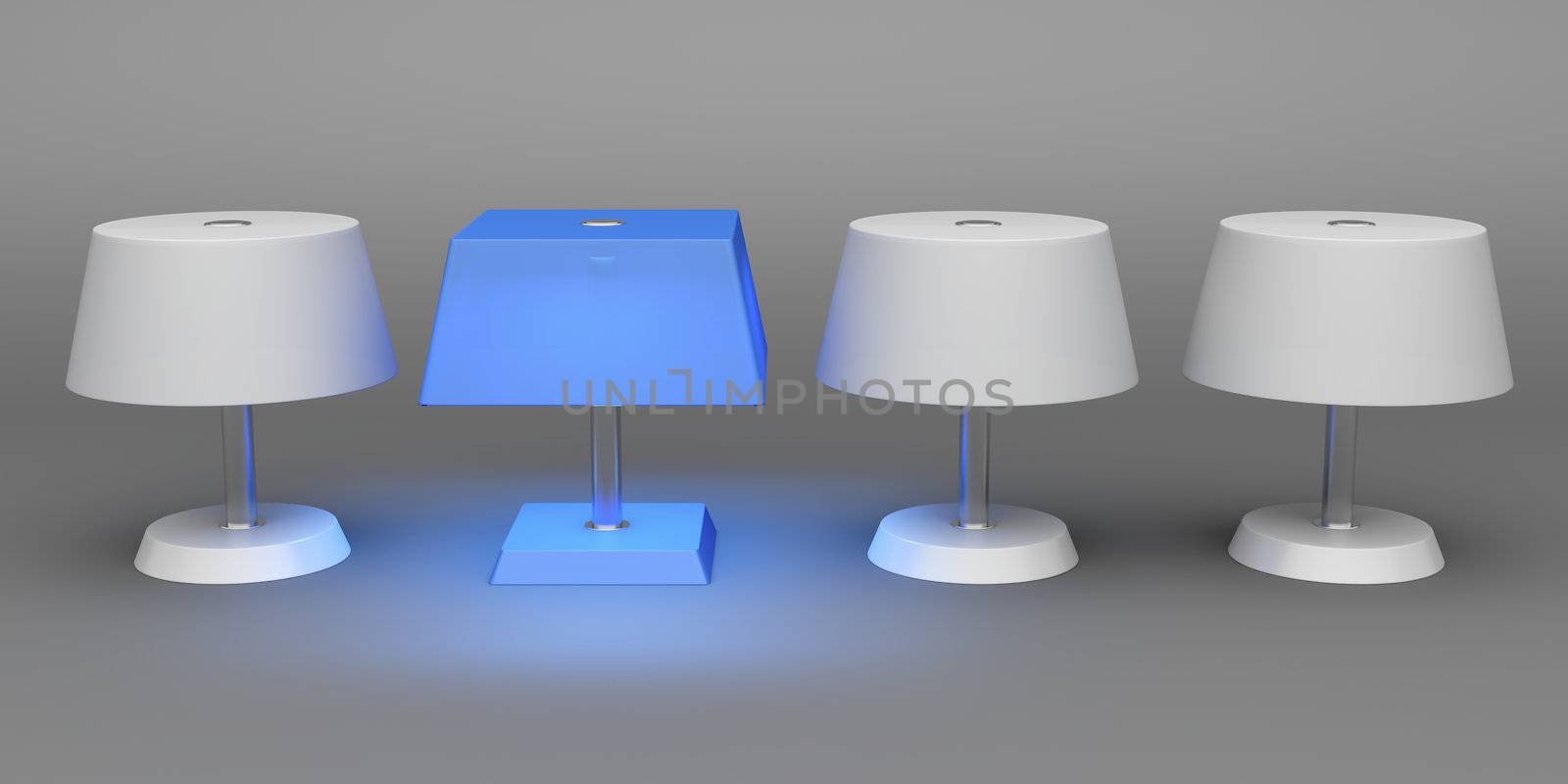 Unique blue lamp, difference concept