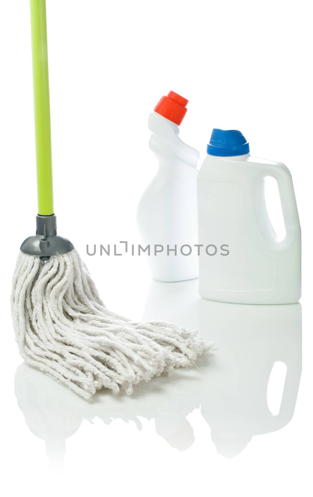 mop and cleaning bottles