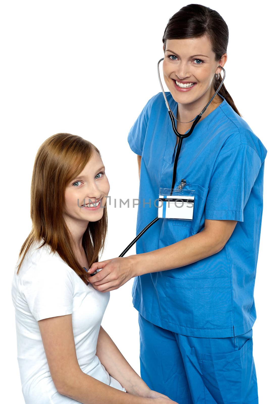 Female physician examining young girl