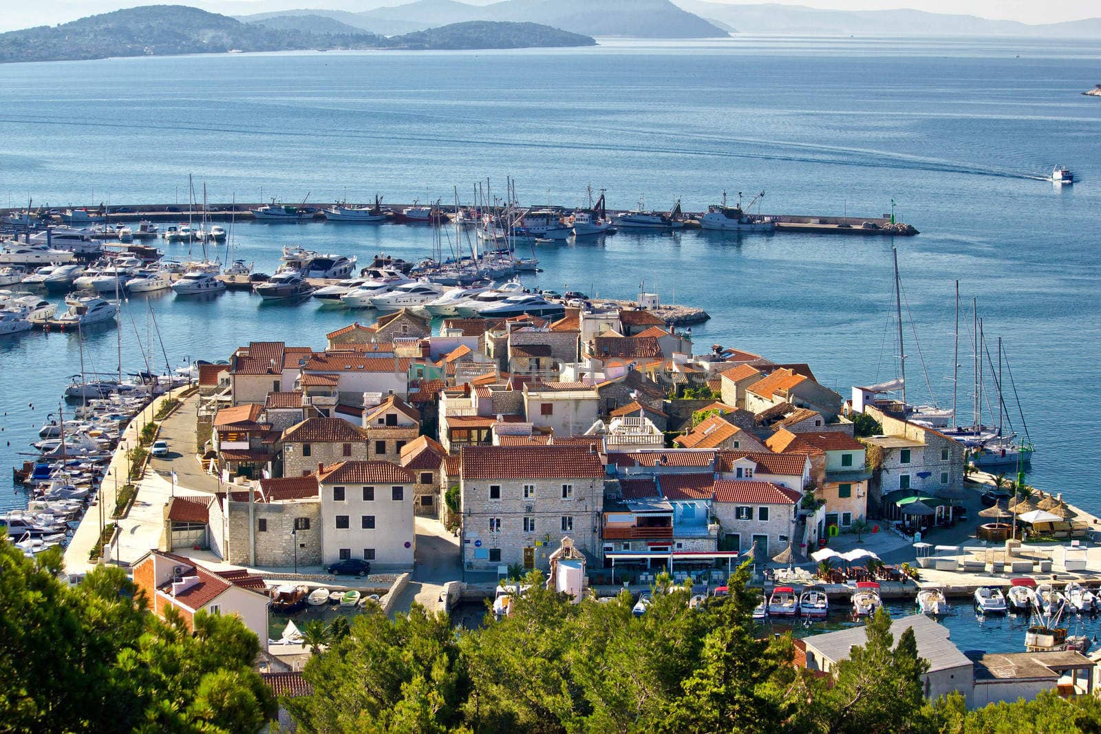 Dalmatian town of Tribunj, Vodice aerial view by xbrchx