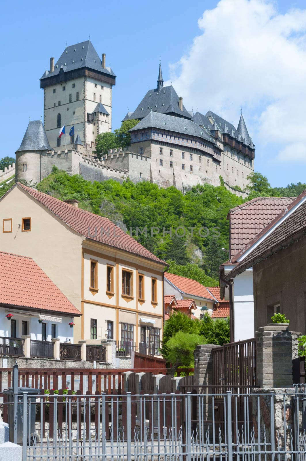 Famous Gothic Karlstejn Castle near Prague, Czech Republic