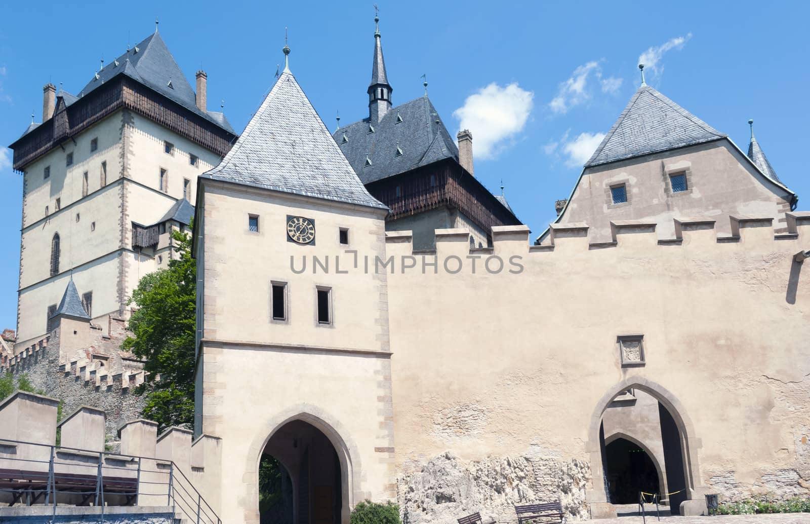 Famous Gothic Karlstejn Castle near Prague, Czech Republic