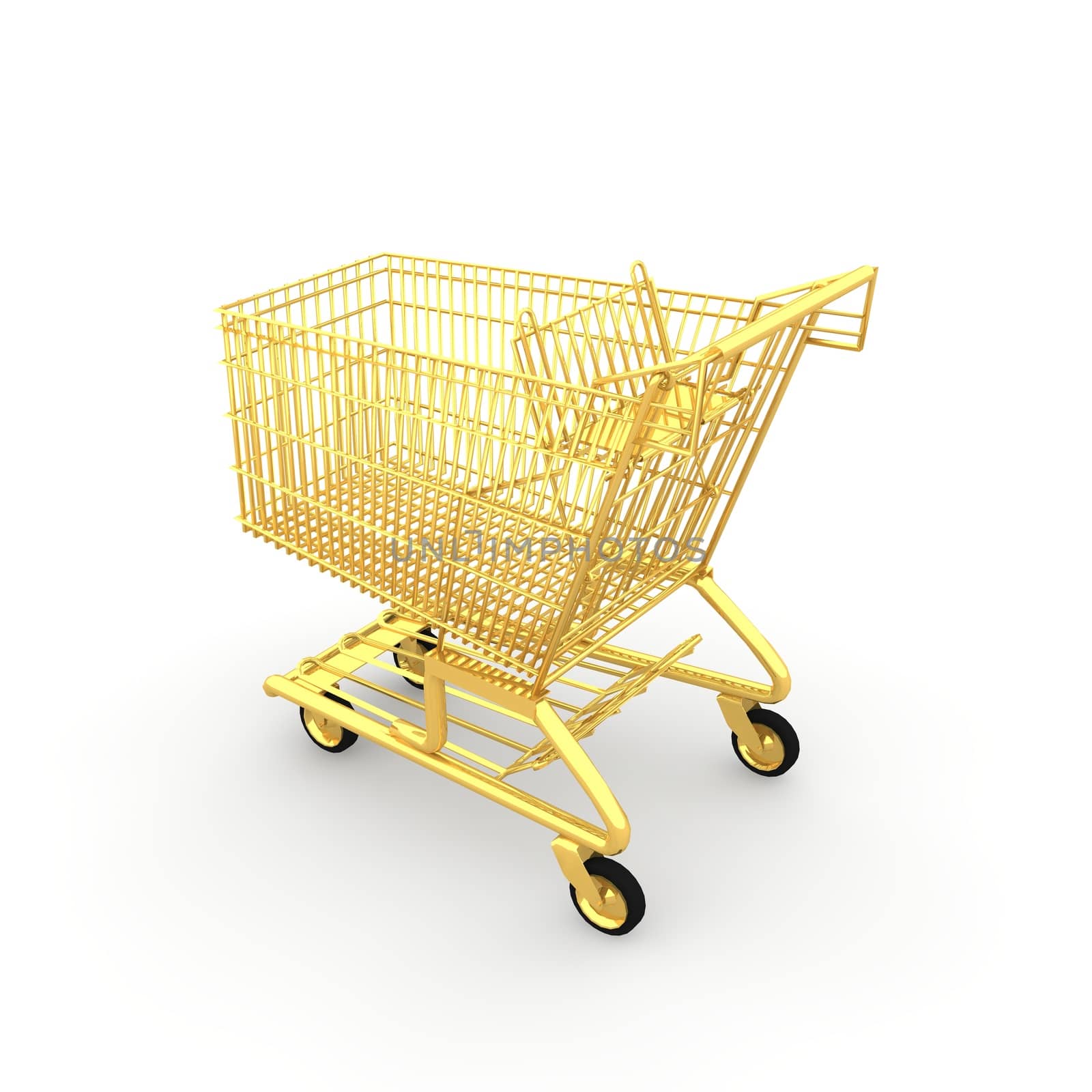 Shopping cart made ������of gold is a wonderful windfall and very luxurious.