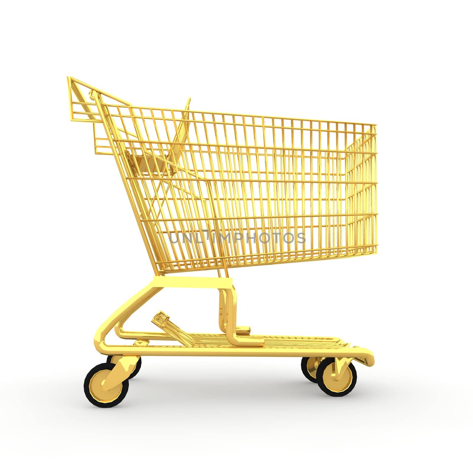 Shopping cart made ������of gold is a wonderful windfall and very luxurious.