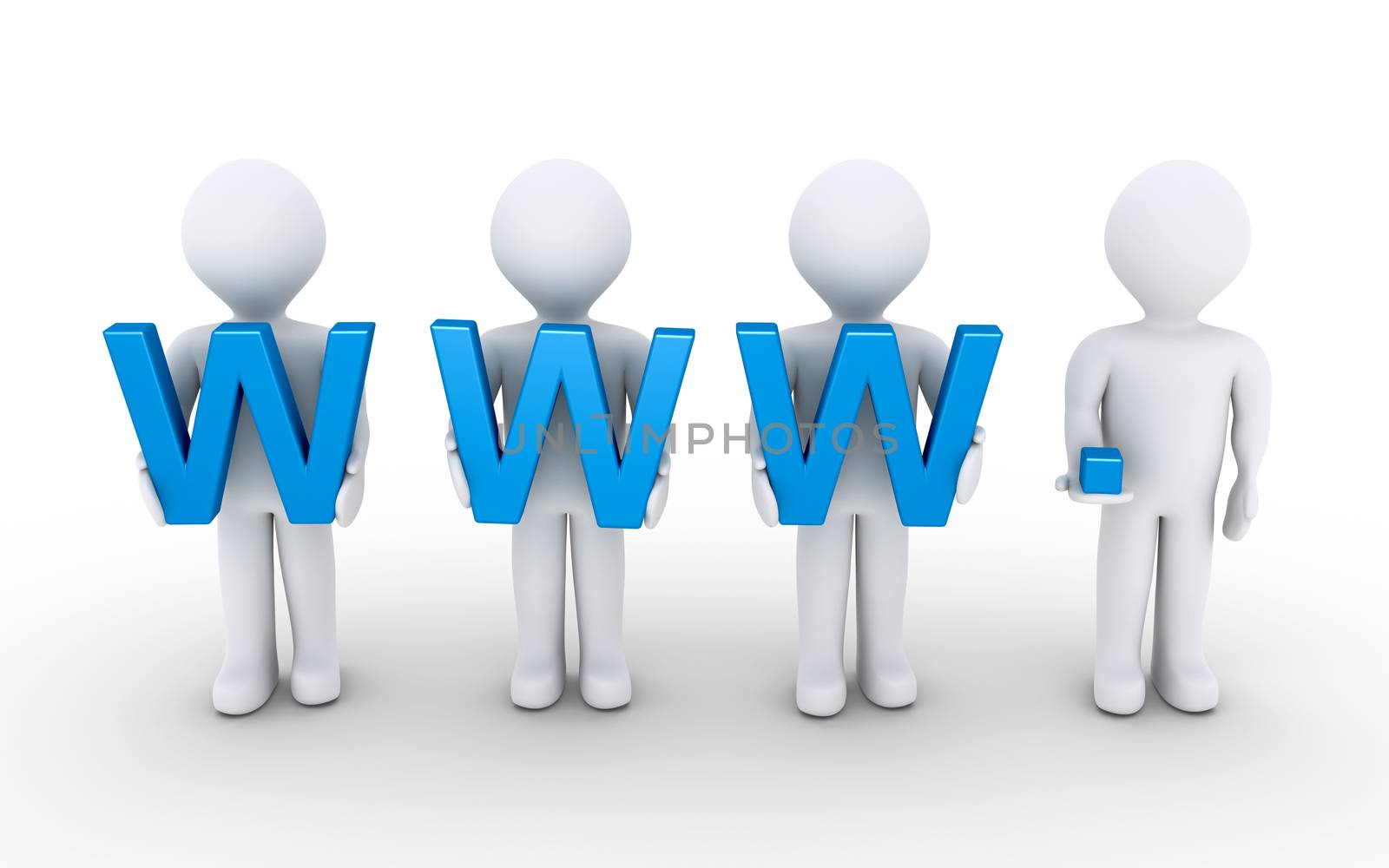3d people holding WWW letters as an internet concept