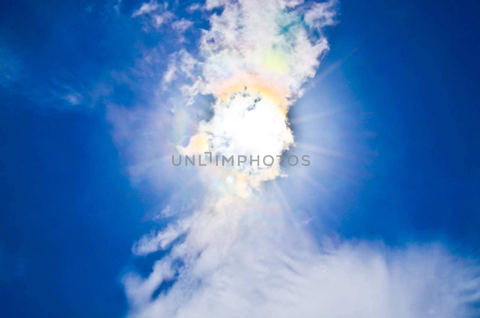 Beam of light behind the clouds