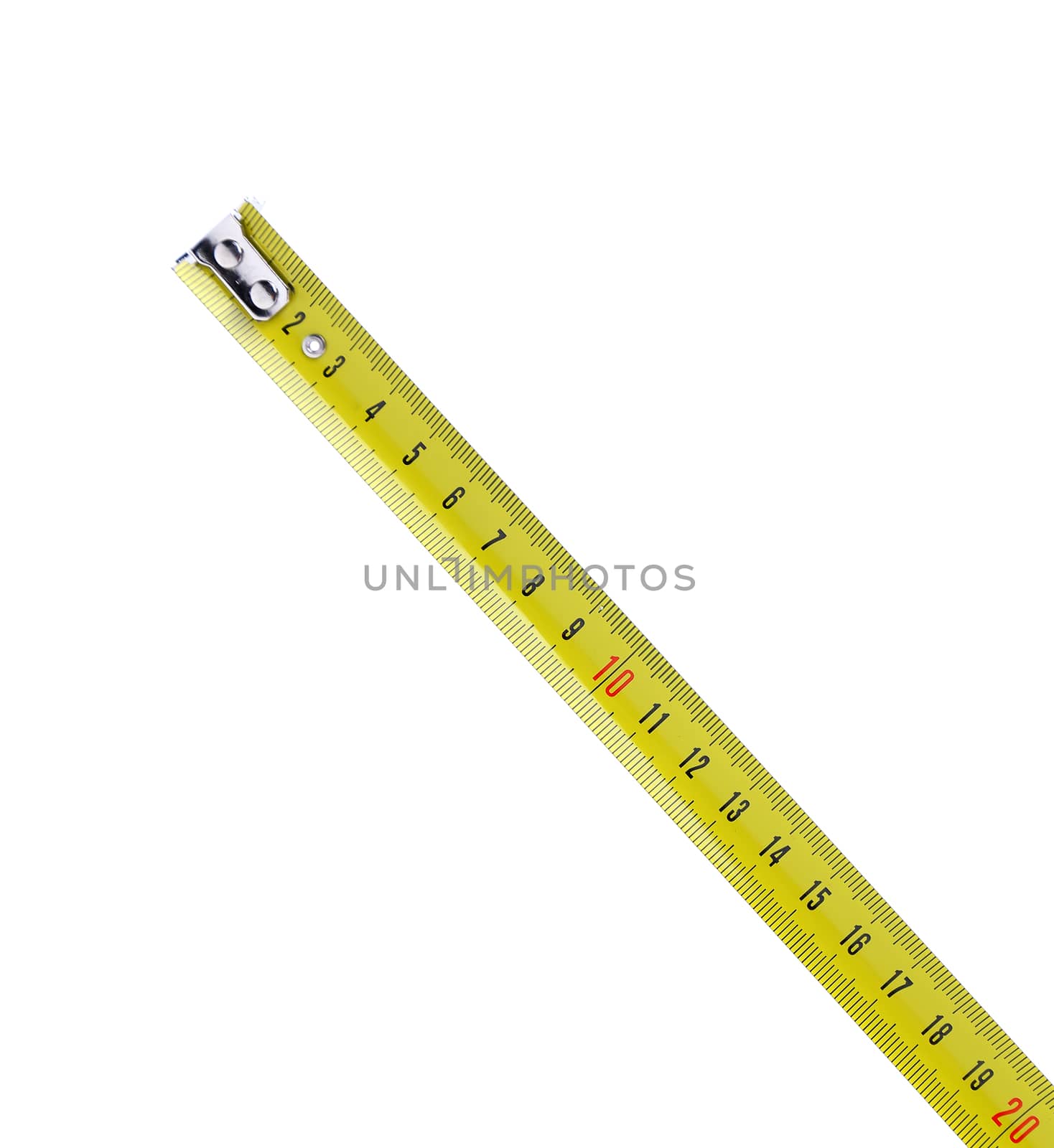 Tape Measure by diagonal isolated on the white background