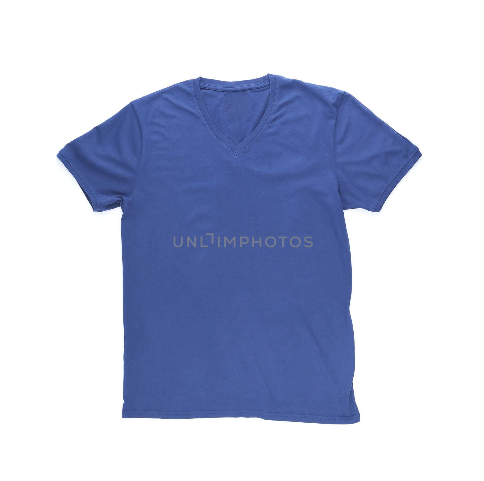 Men's blue T-shirt with clipping path on the white background.