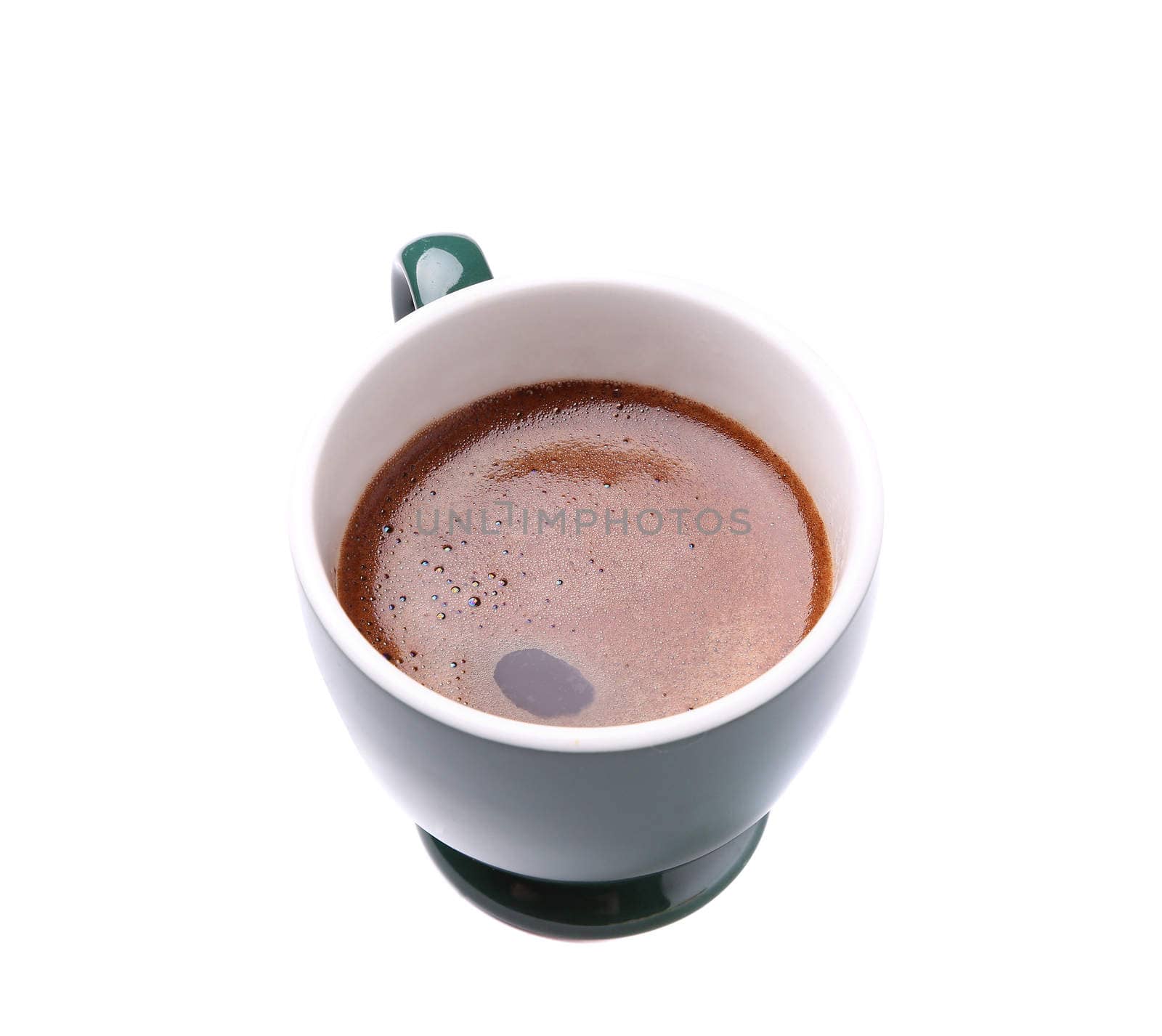 Top view of black coffee cup isolated on white by indigolotos