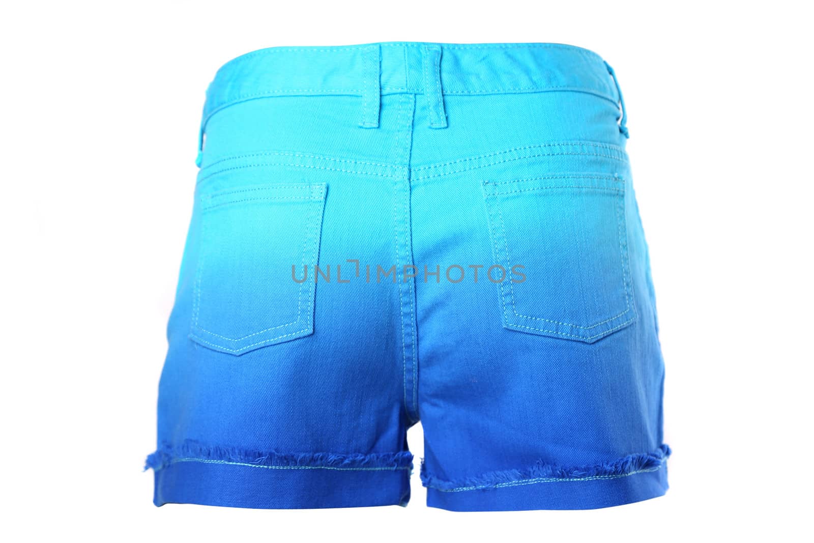 A women jeans shorts isolated on a white background. Back.