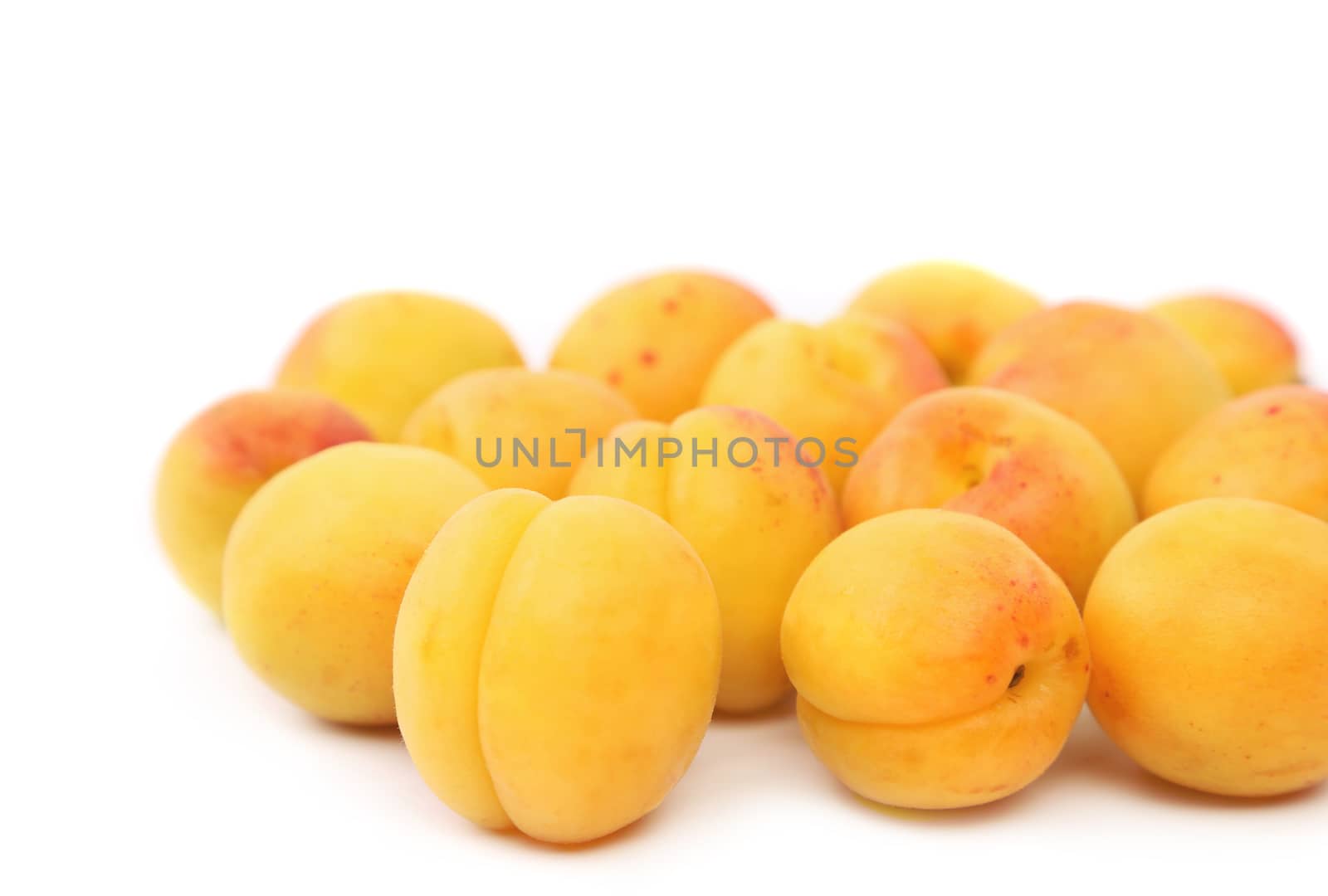 lots of fresh apricots isolated on white