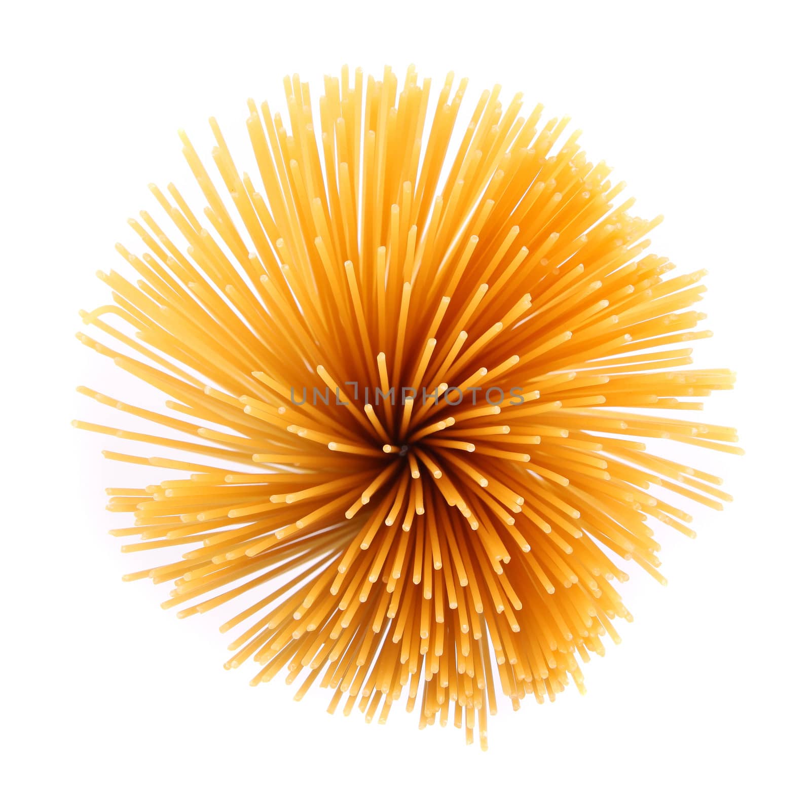 closeup top spaghetti on a white background