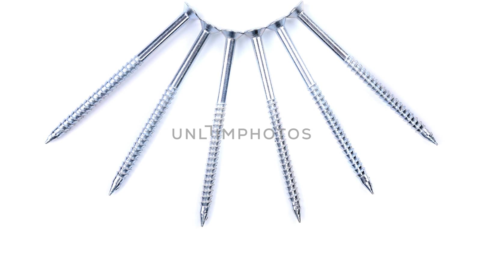 Six screws semicircle on a white background