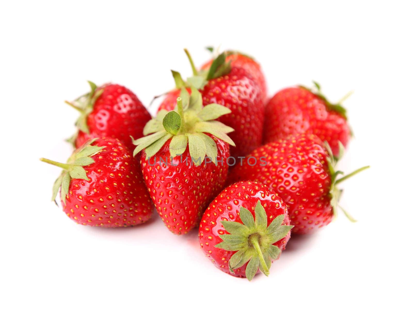 Fresh red ripe strawberries isolated on white