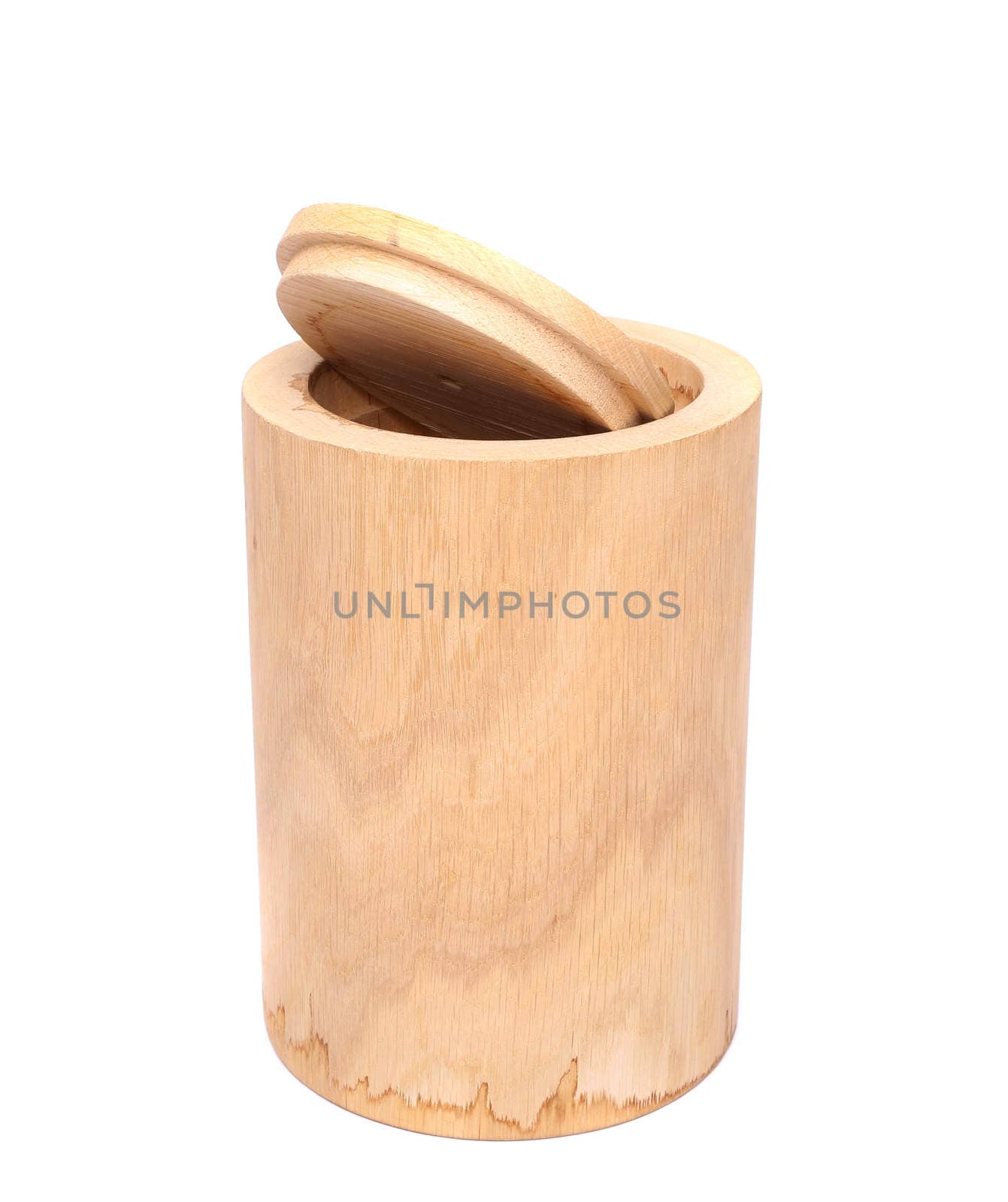 Birch bark container with open top close-up