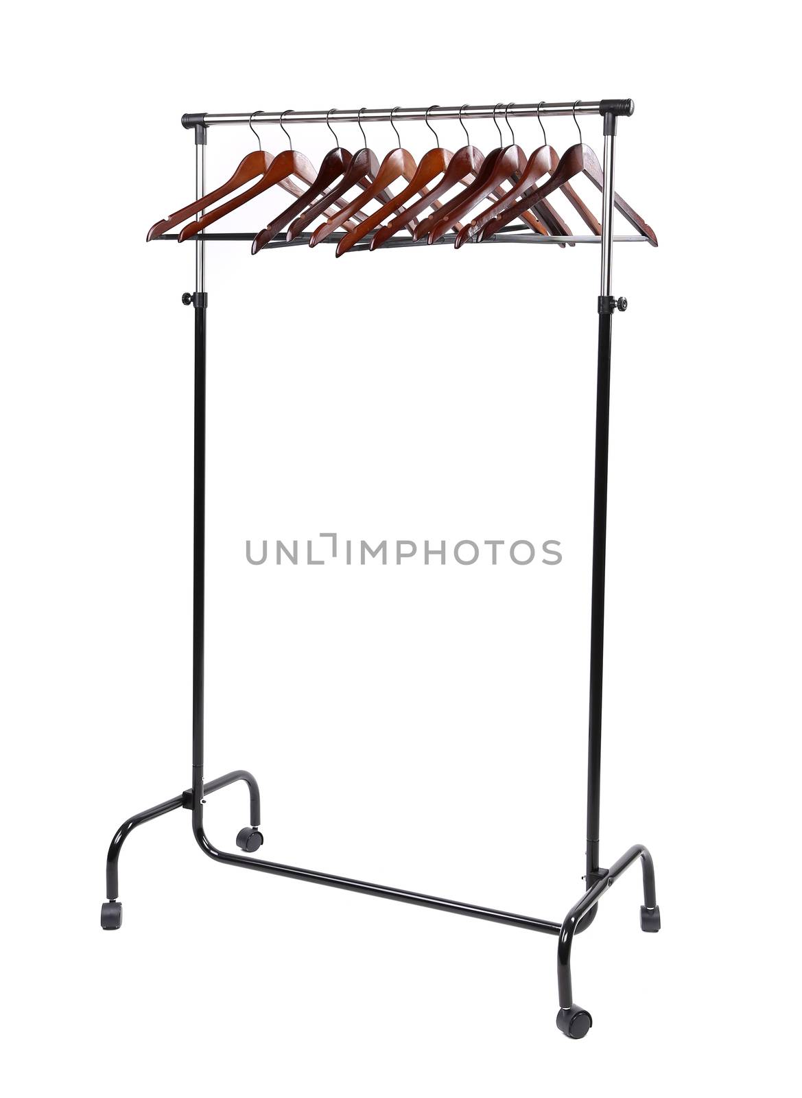 wooden clothes hangers on a white background