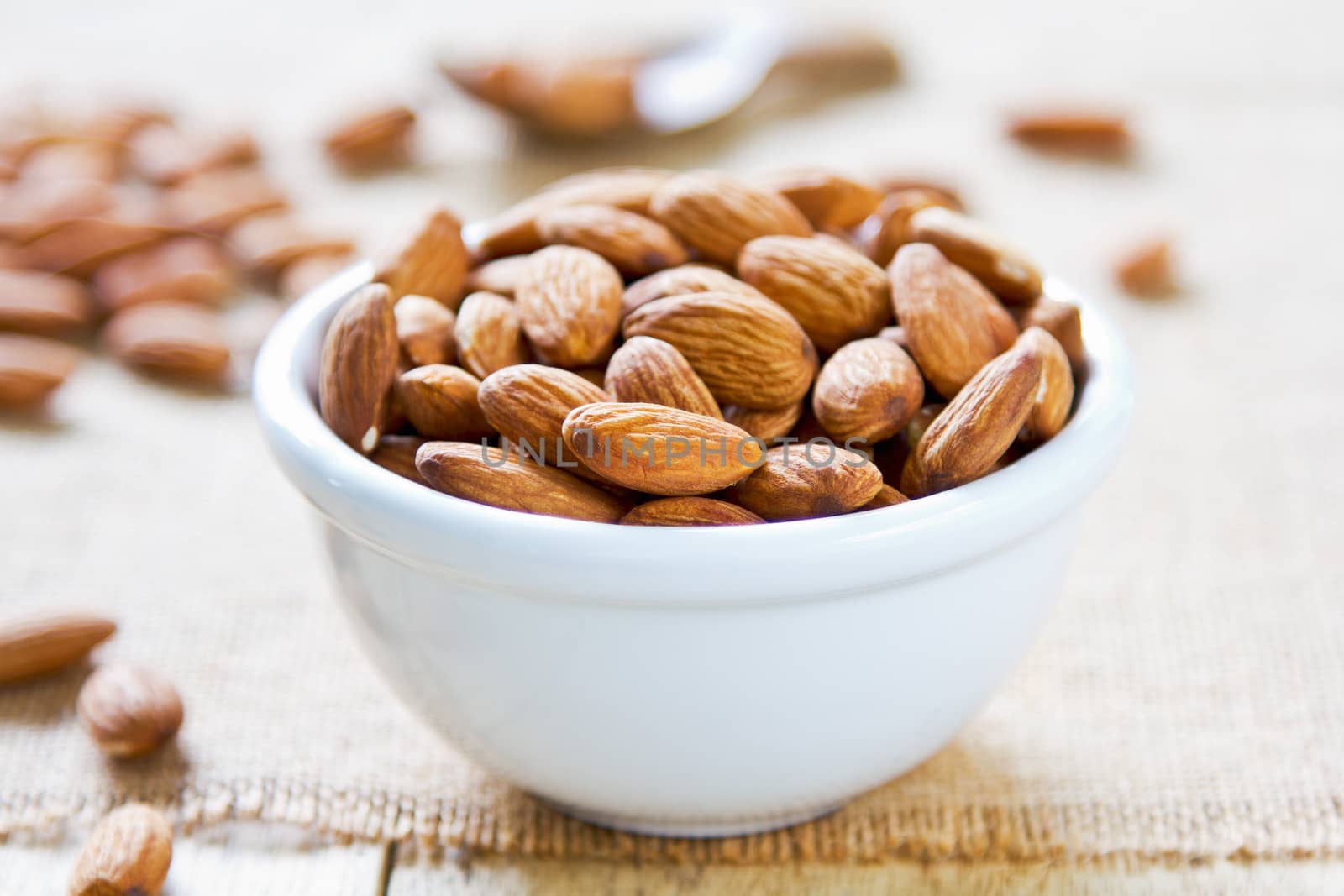 Almond in a white bowl