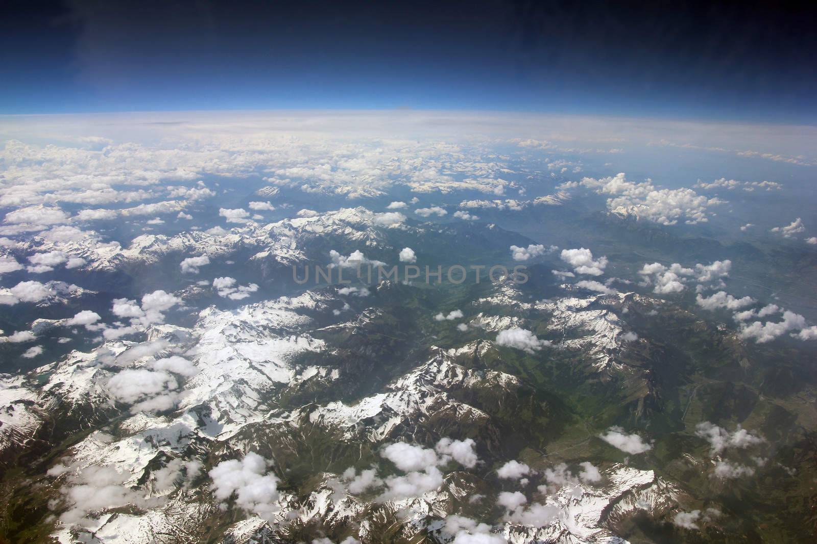 Switzerland and Austria  as seen from an airplane window by Flik47