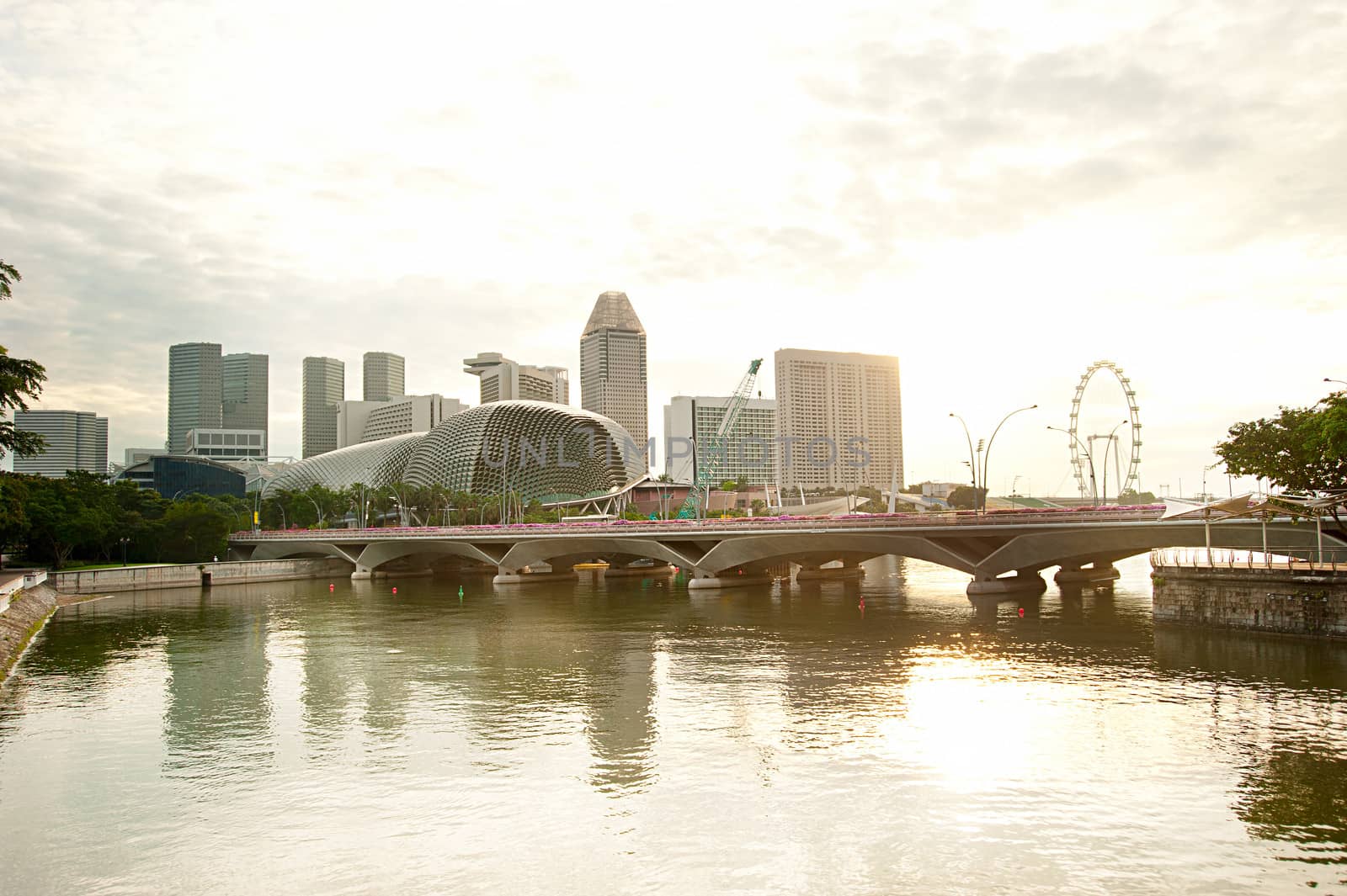 Singapore riverbank  in the morning