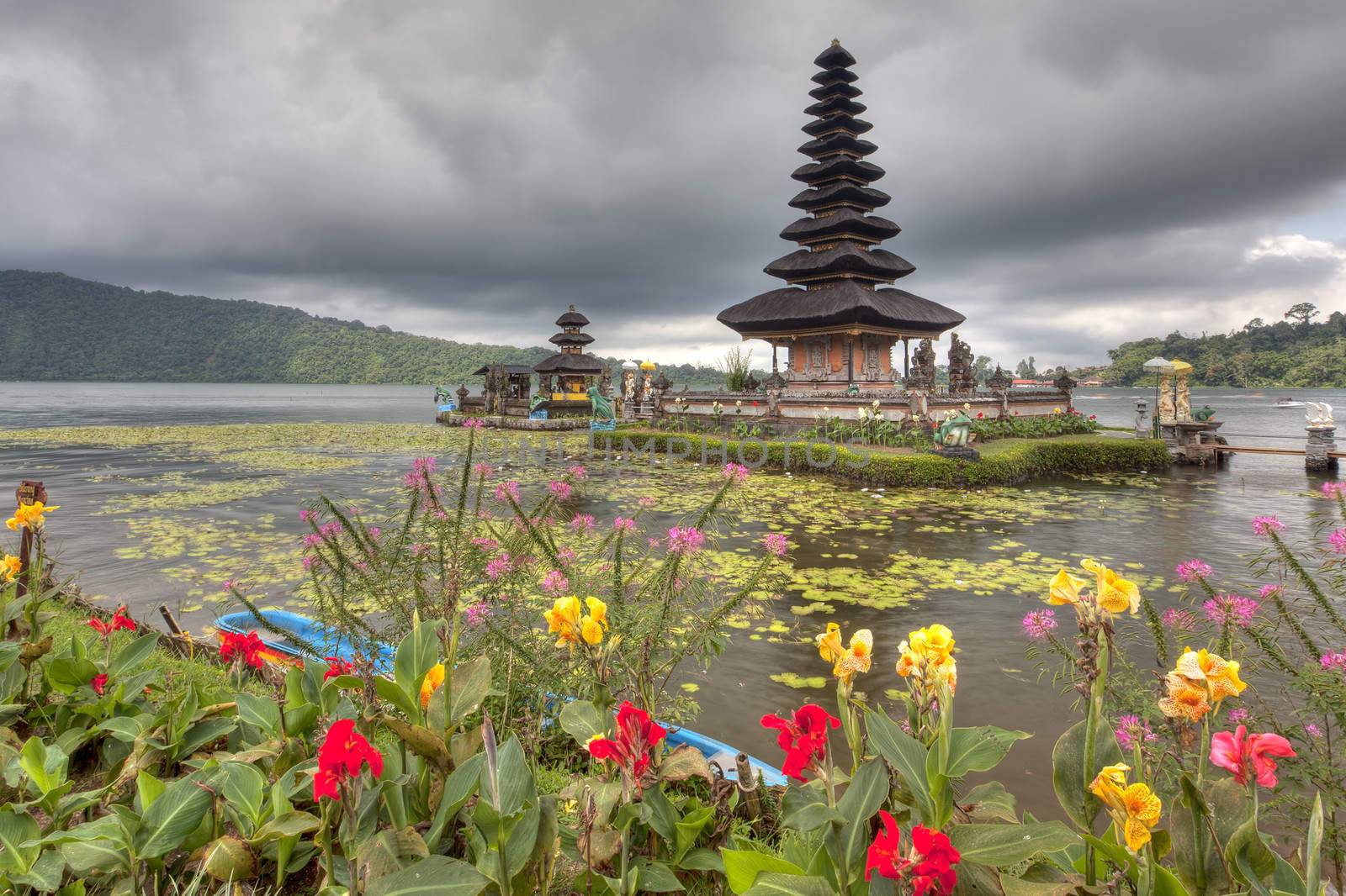 Ulun Danu temple at Beratan Lake in Bali Indonesia