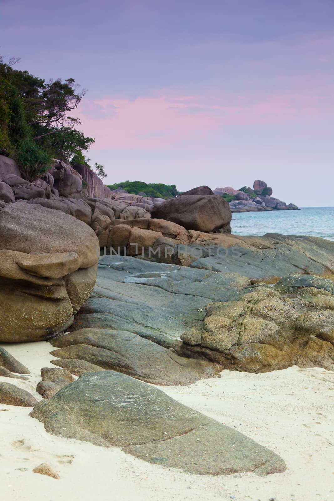 Rising tide on a sand beach, Similian Islands, Thailand