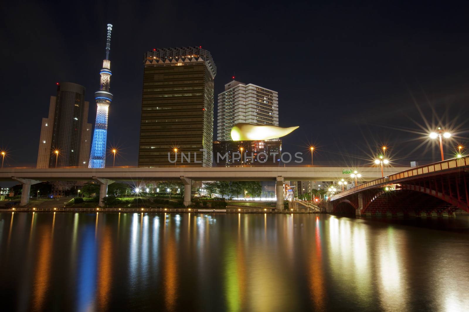 View of Tokyo skyline from Sumida river