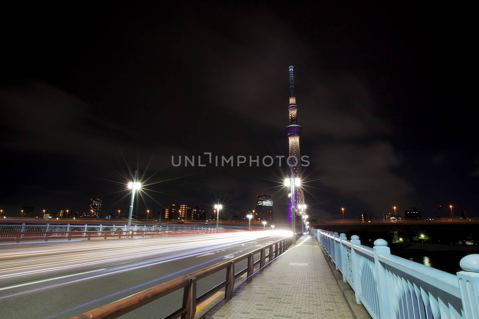 View of Tokyo skyline from Sumida river