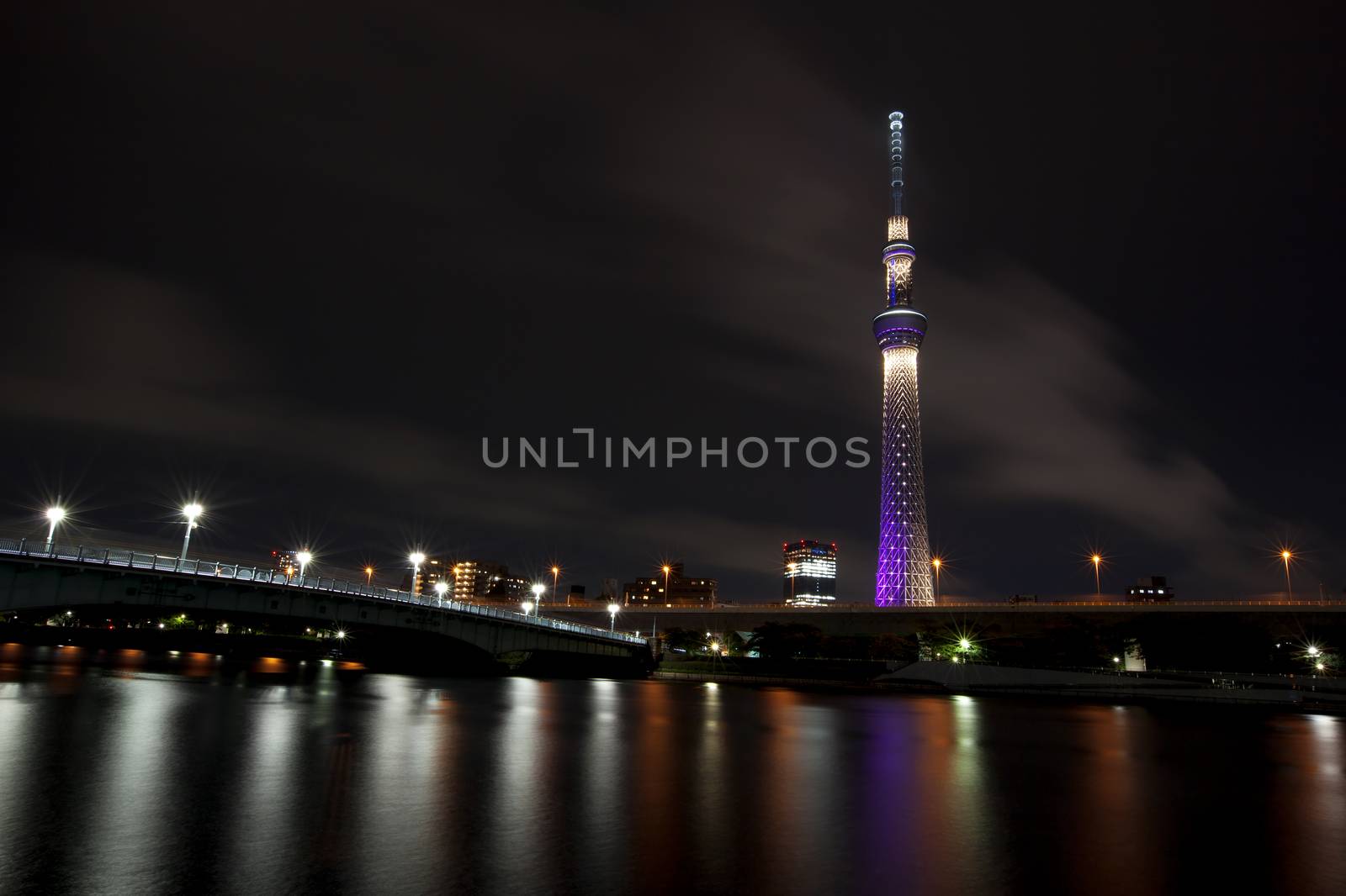 View of Tokyo skyline from Sumida river