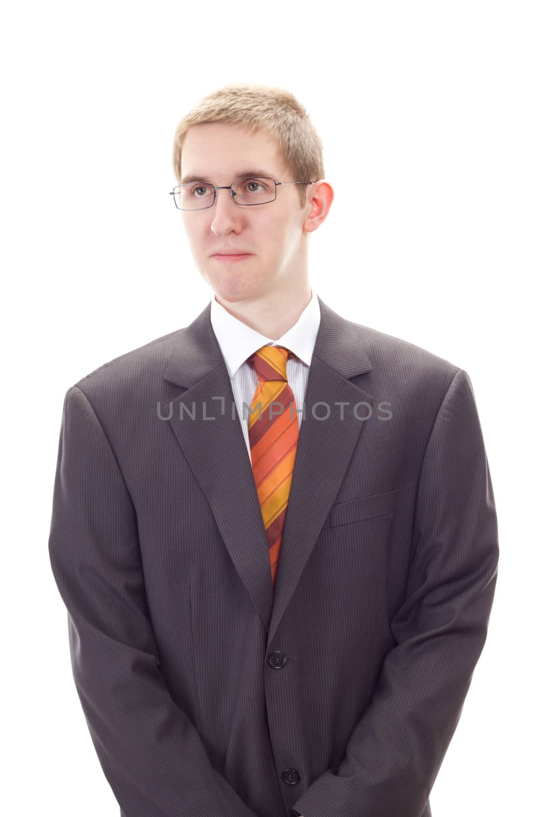 Young businessman thinking about problem solution
