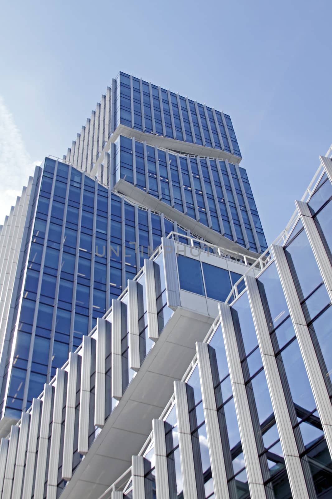 Modern glass building in Amsterdam Netherlands