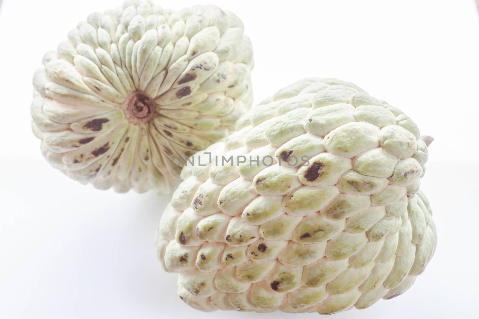 Tropical fruit of custard apple isolated on white background by punsayaporn