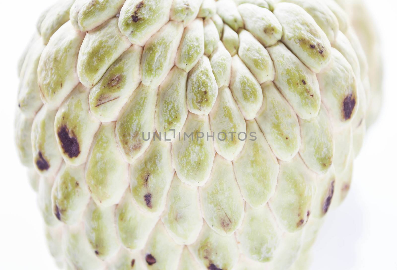 Close up peel texture of custard apple