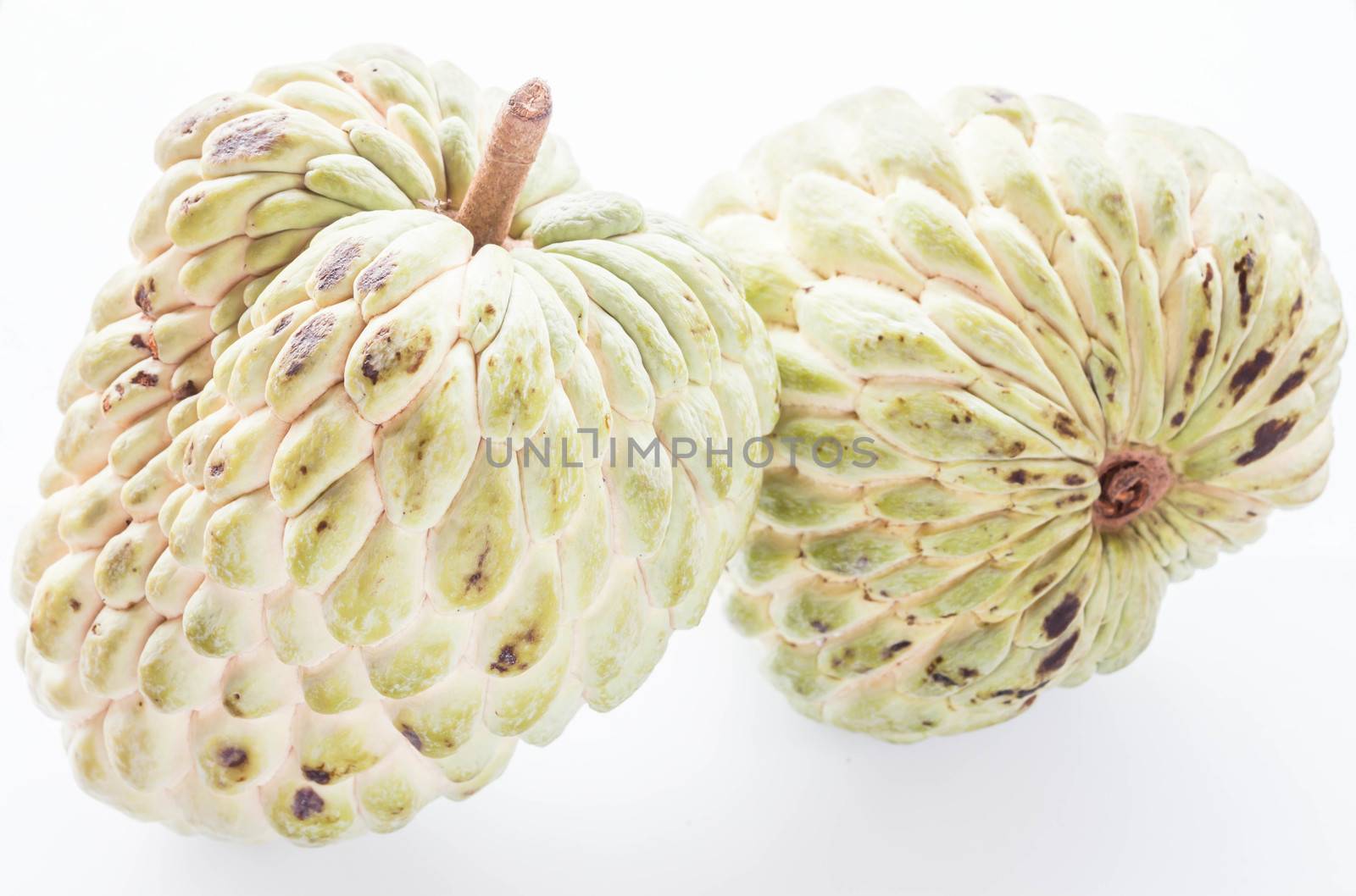 Organic fruit of sugar apple isolated on white background