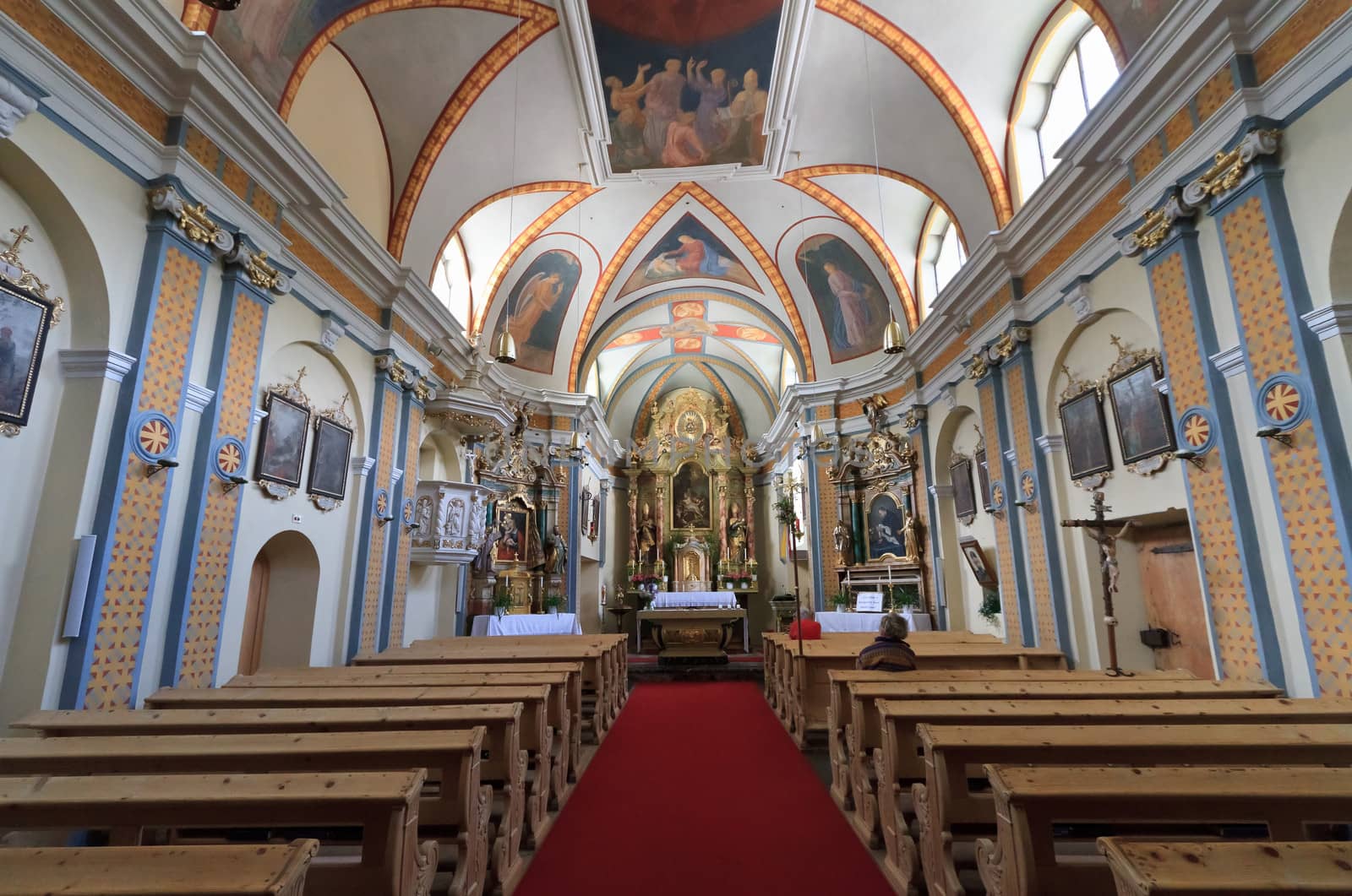 church interior of San Cassiano church, Alto Adige, Italy