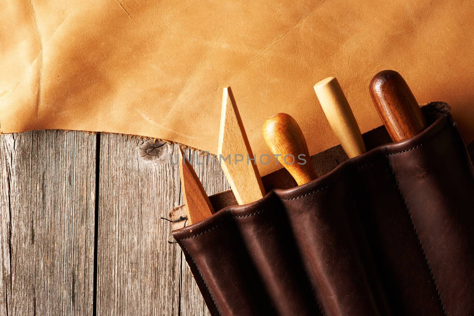 Leather crafting tools still life