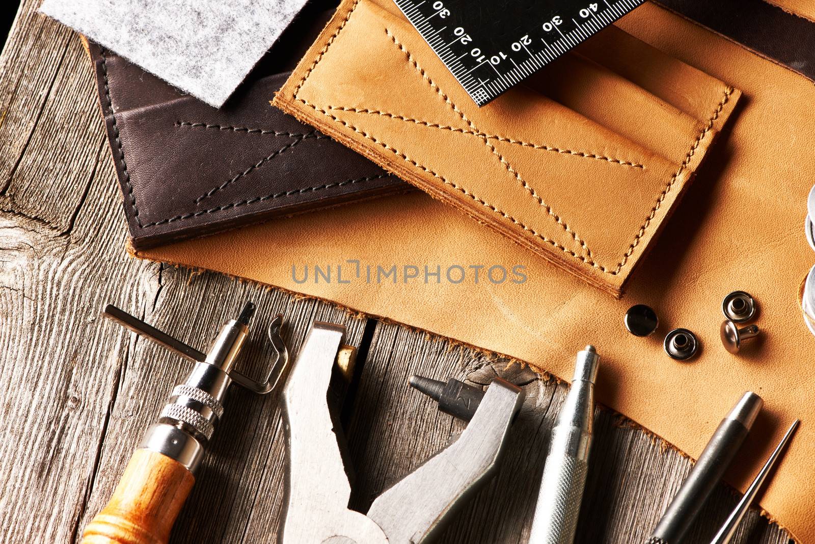 Leather crafting tools still life