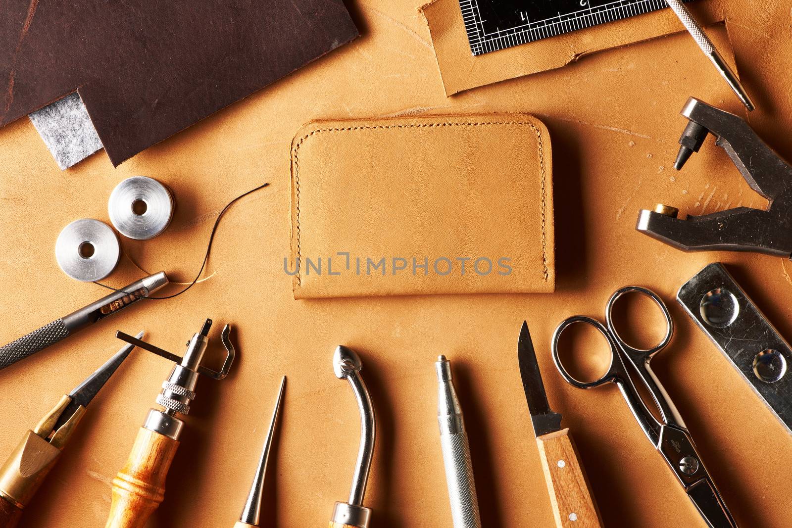 Leather crafting tools still life