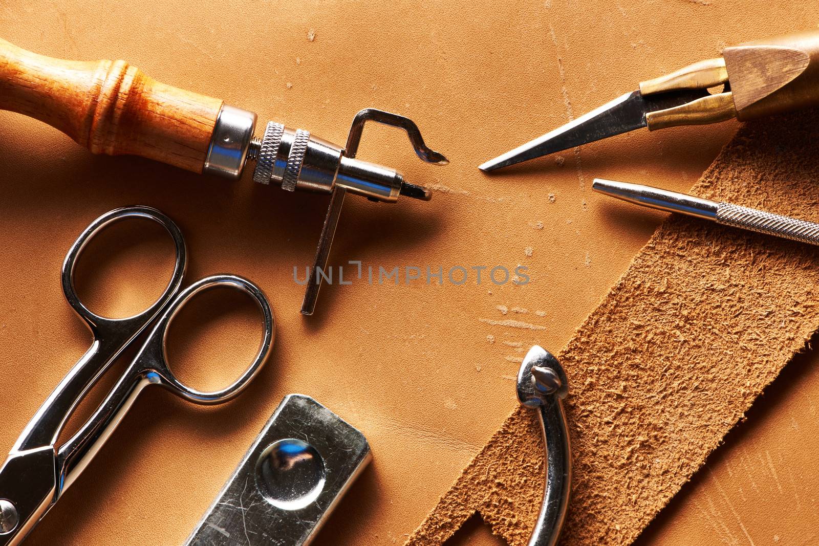 Leather crafting tools still life