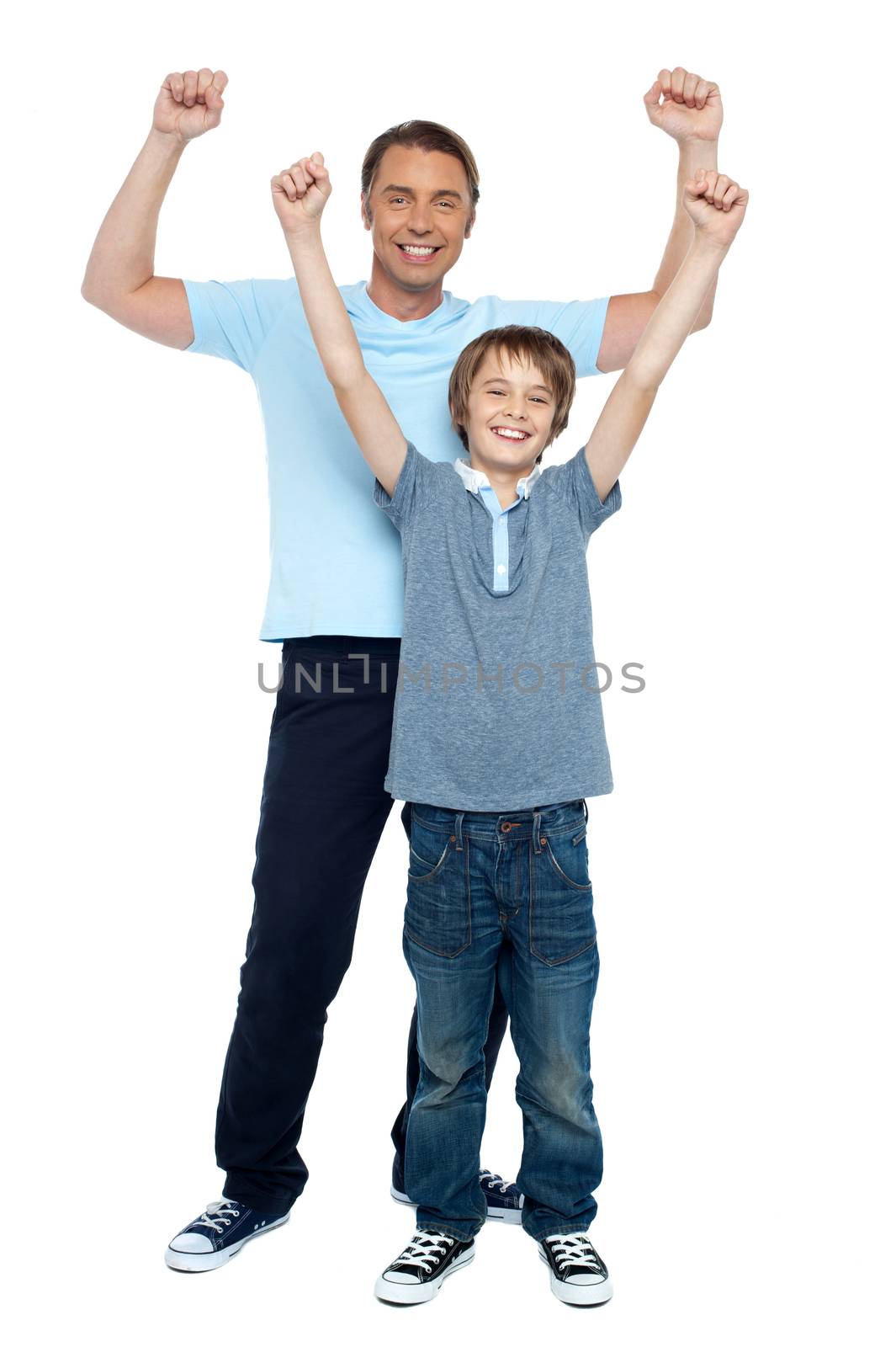 Father and son enjoying their victory