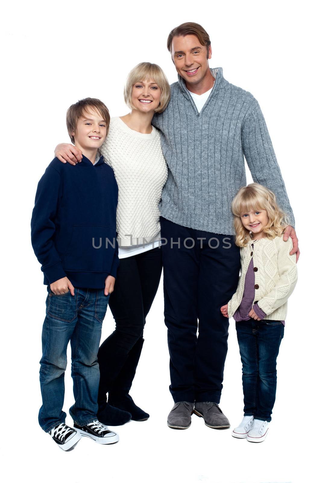 Parents with kids isolated on white by stockyimages