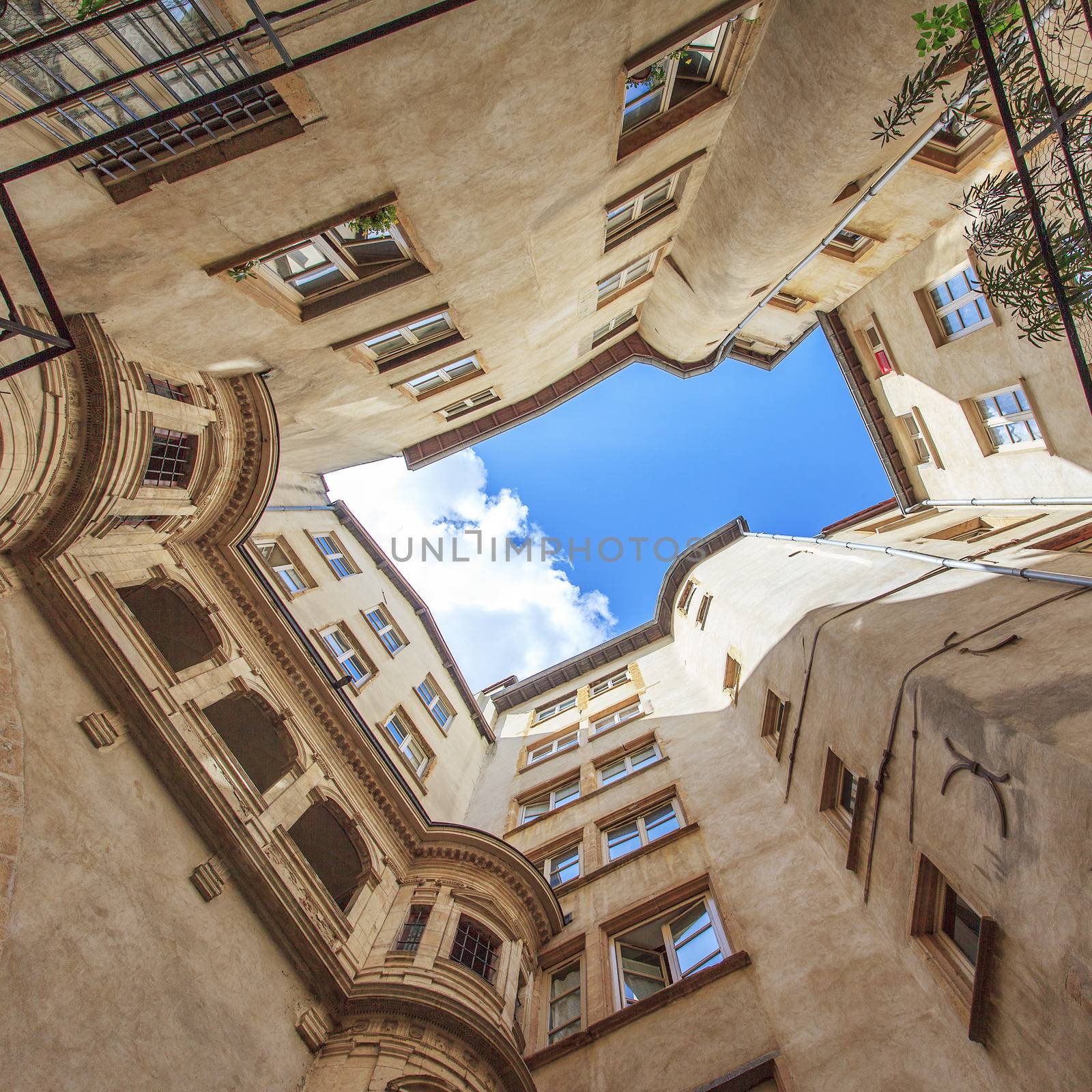 famous view in Lyon city, France