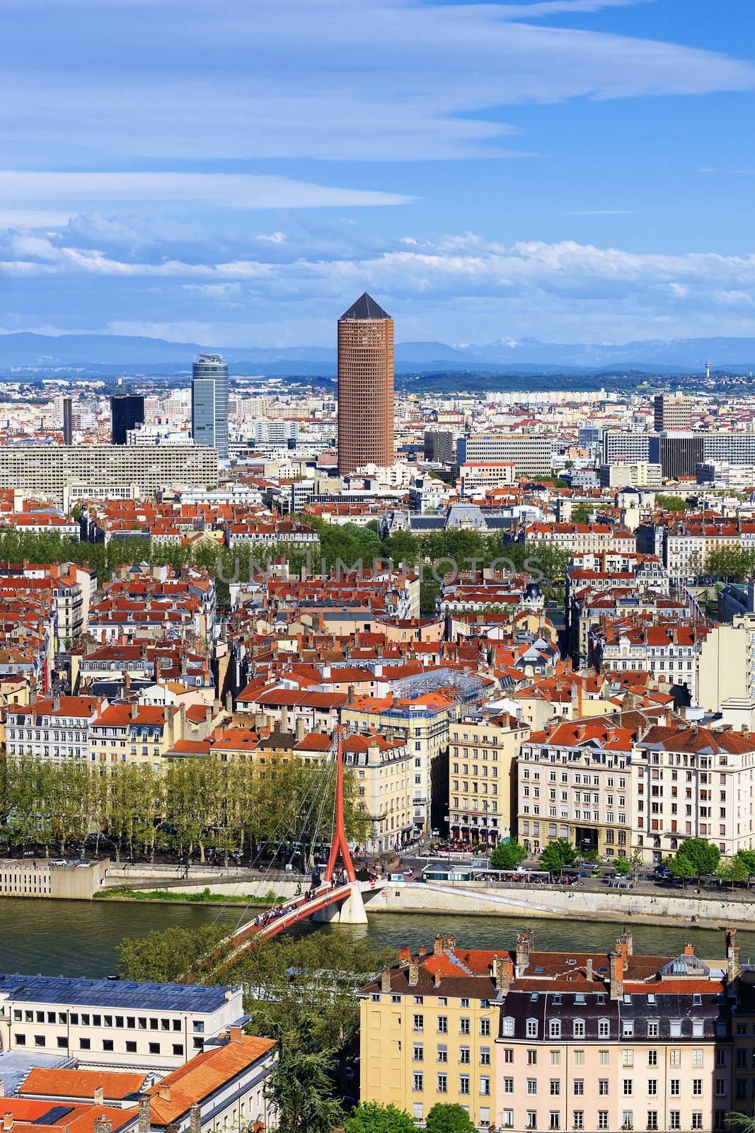 Famous aerial view of Lyon city by vwalakte