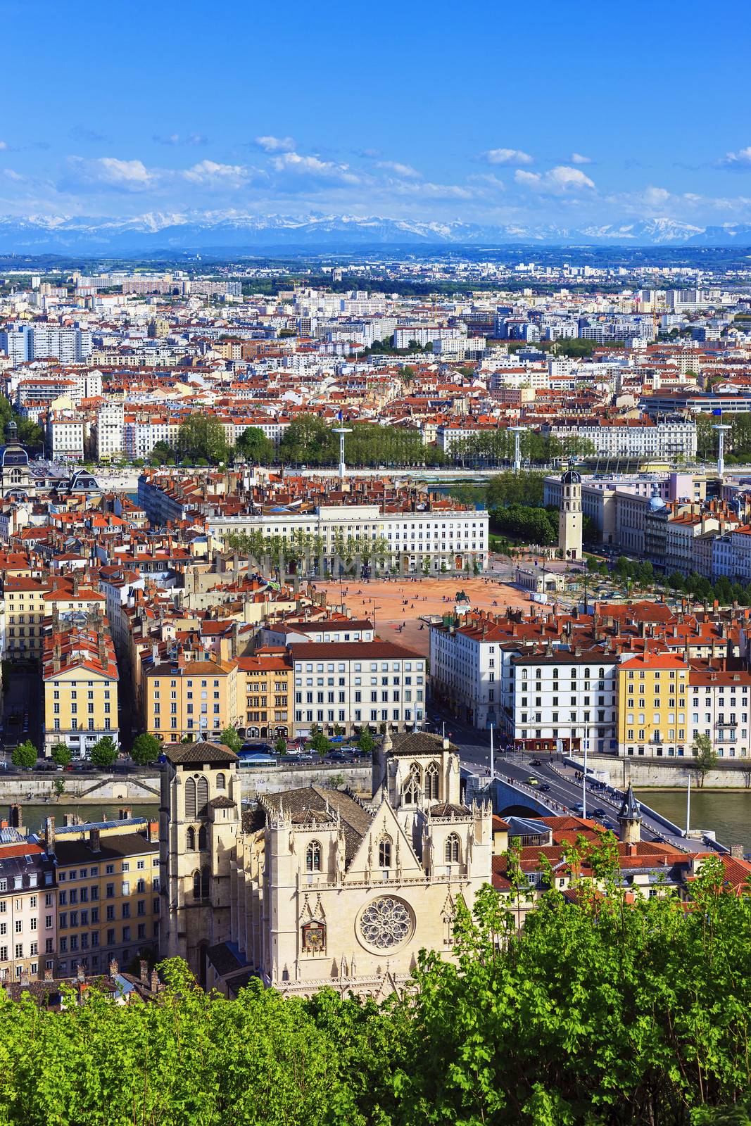 Aerial view of Lyon city by vwalakte