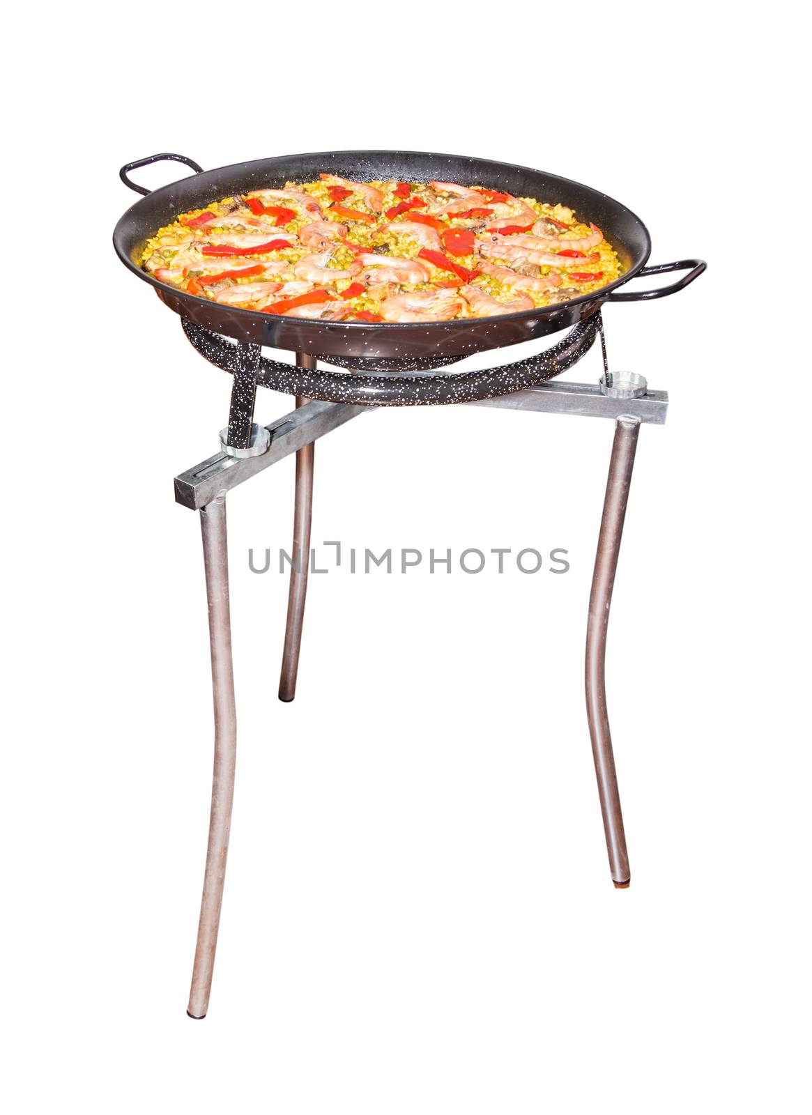 Traditional spanish paella in a pan by doble.d