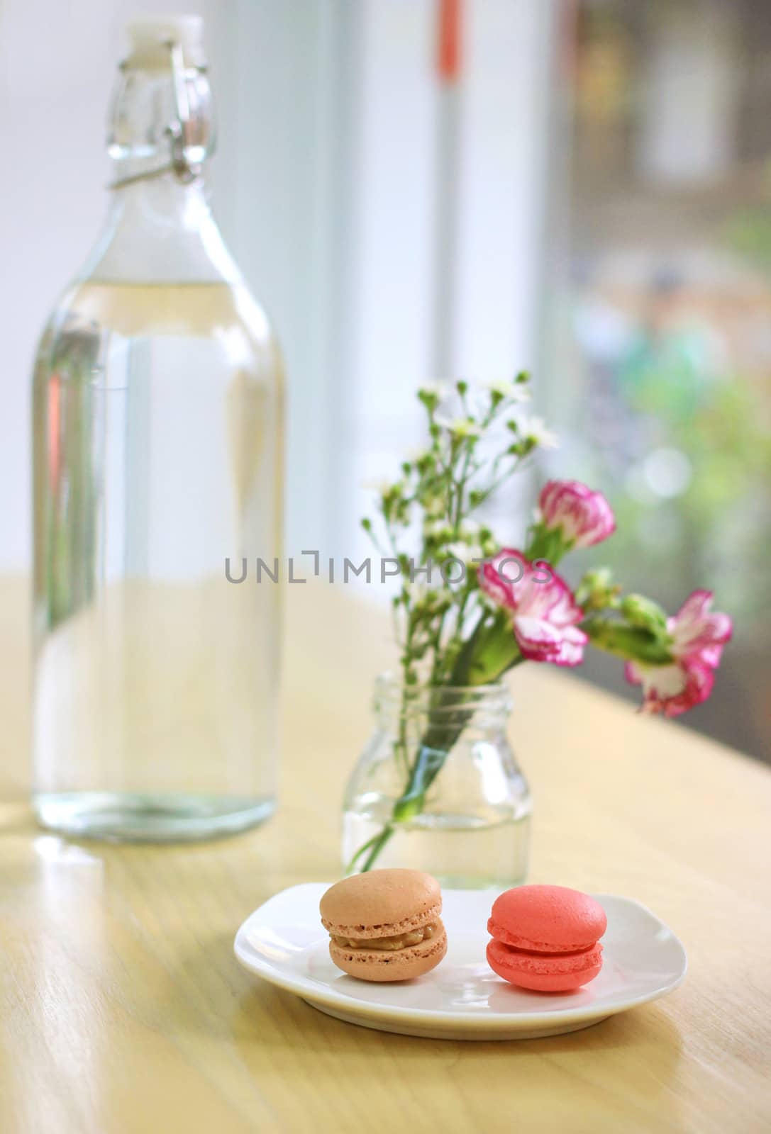 Sweet macaron with flower 