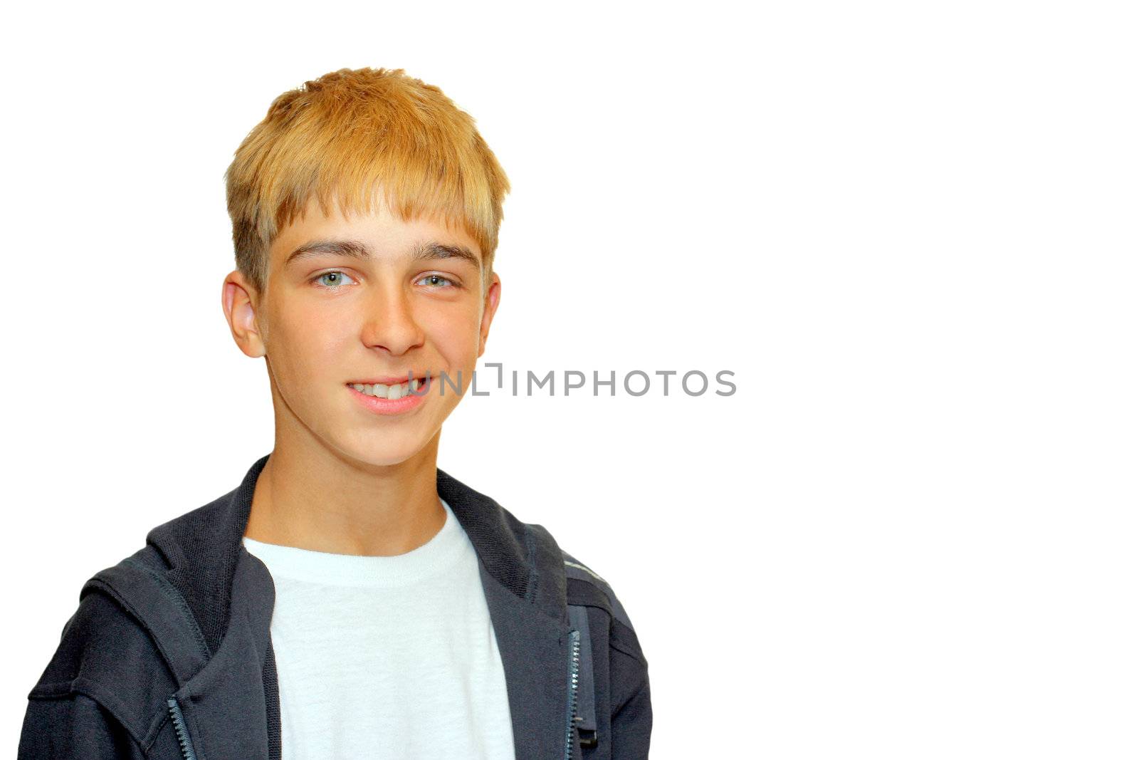 red-haired boy with brave face