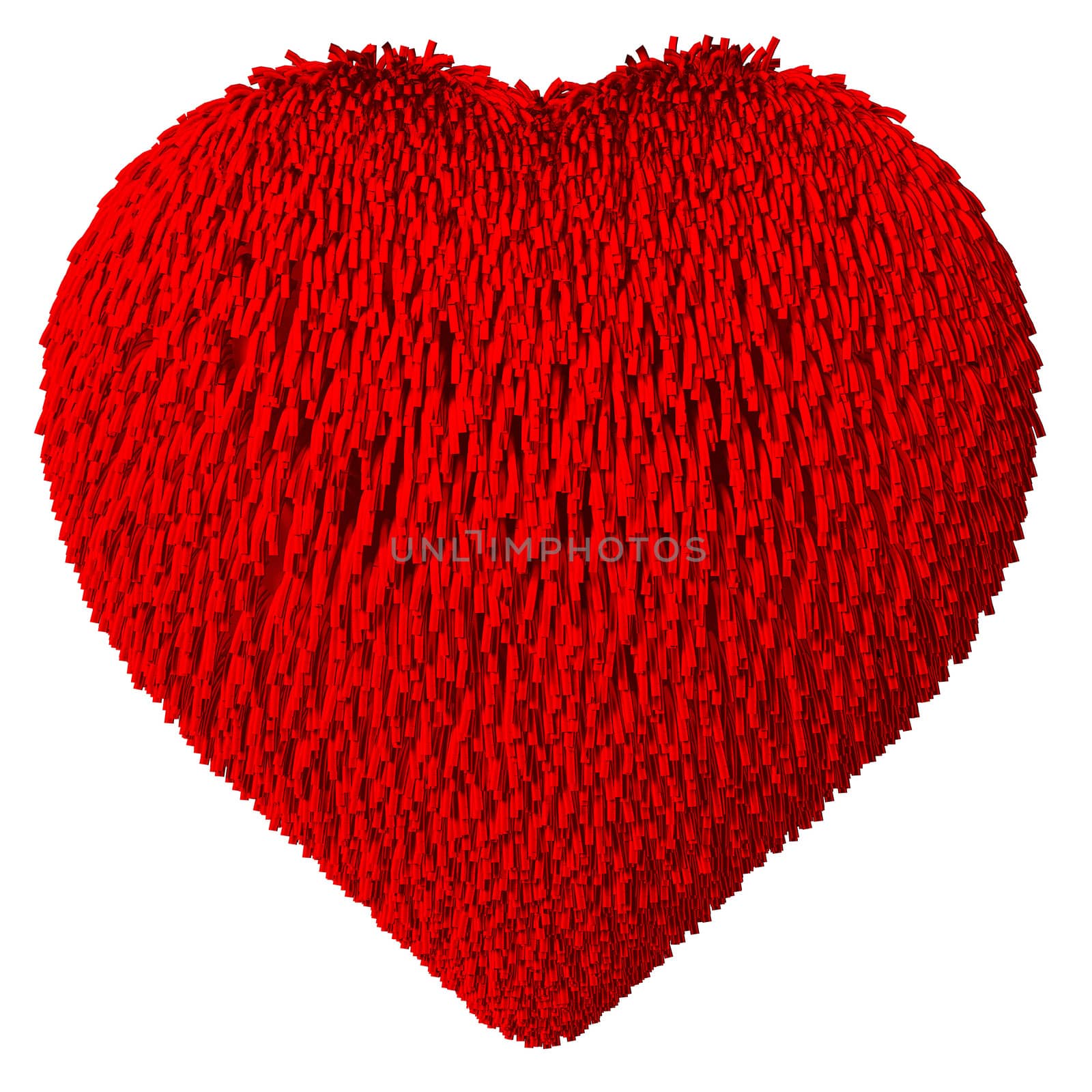 3D rendered Heart Shape covered with fur.