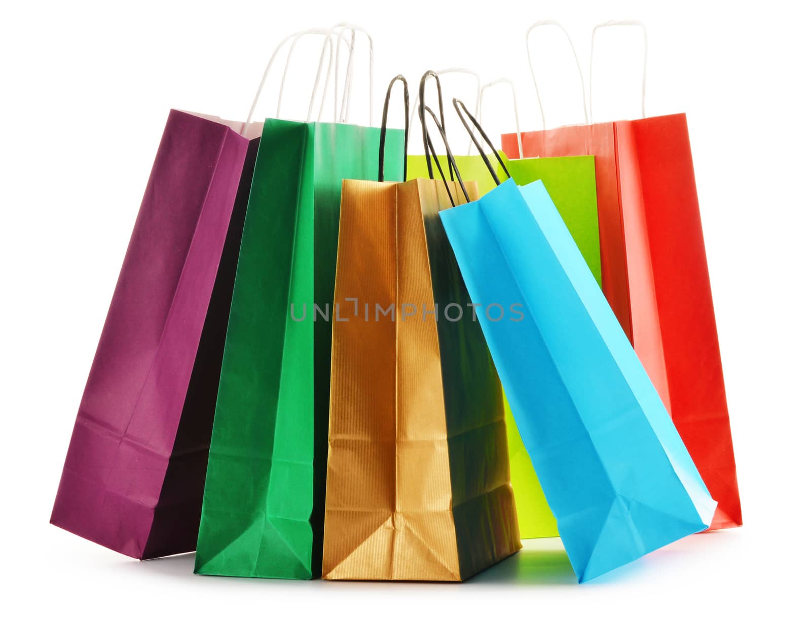 Paper shopping bags isolated on white background